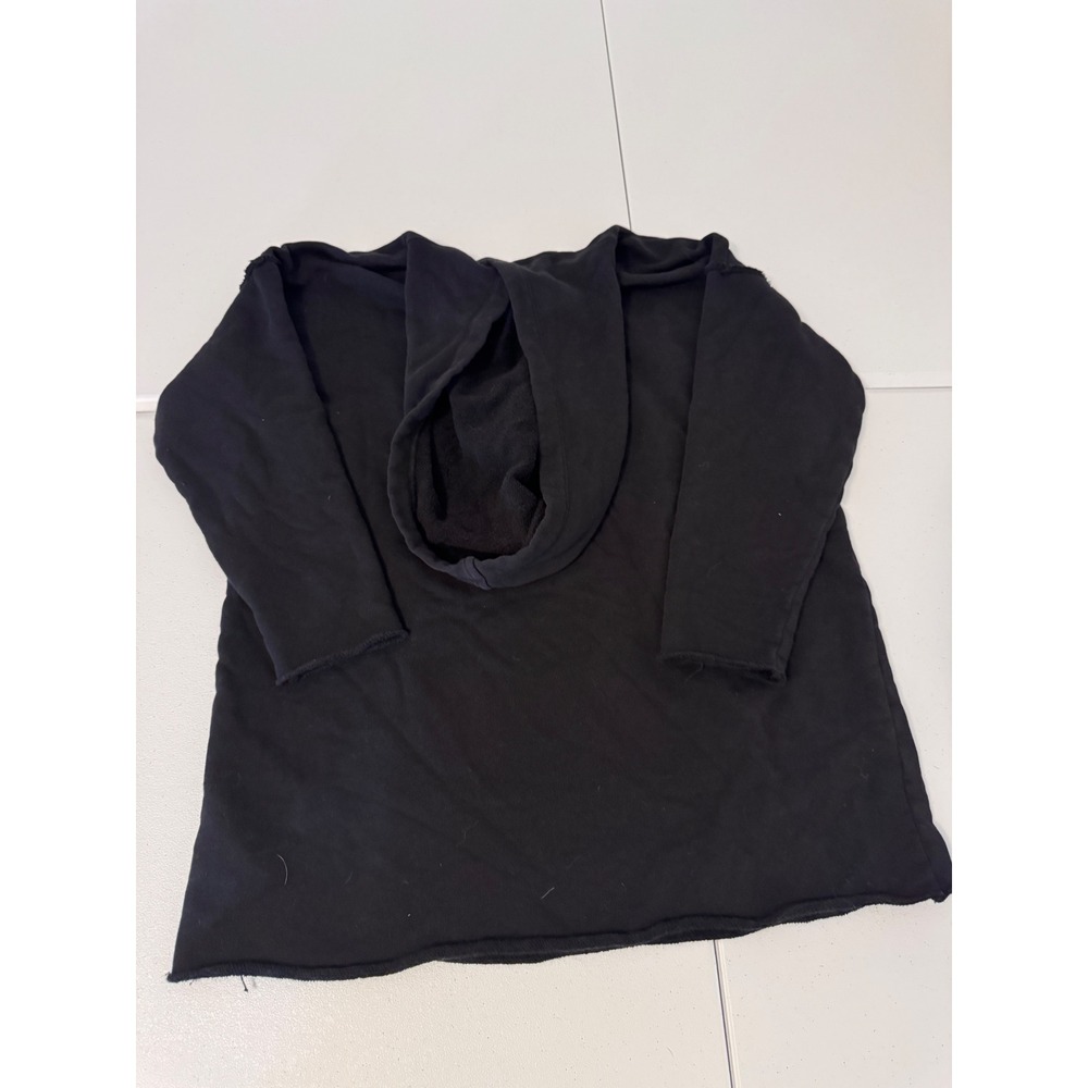 Eileen Fisher Black Organic Cotton Fleece Oversized Hoodie Tunic XS k3 - Picture 4 of 8